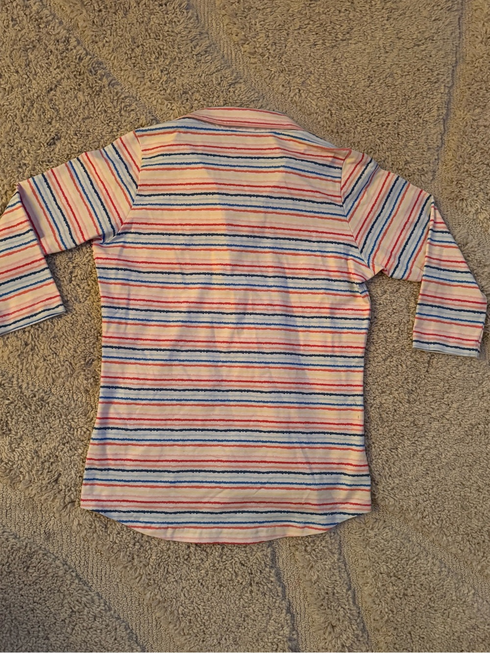 $217 MDC Rainbow Stripe Polo Shirt Pink Blue White Short Sleeve Women’s US 6 S - Picture 9 of 10